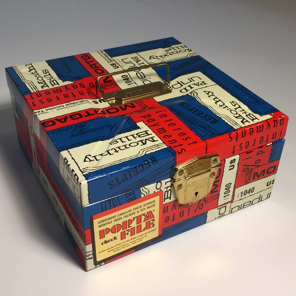 Vintage Porta-File Muti-Color Metal Storage Box